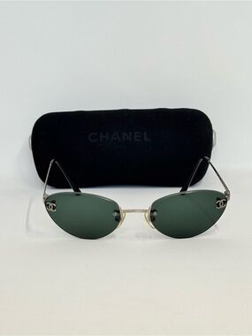 Authentic CHANEL Silver-Tone Rimless Sunglasses